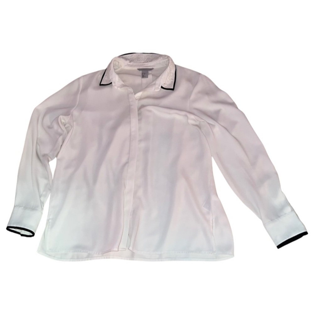 H&M Button up with Collar Detail Size: 10 Black and White